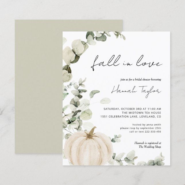 Papier Tomber dans l'amour budget nuptiale invitation dou (Devant / Derrière)