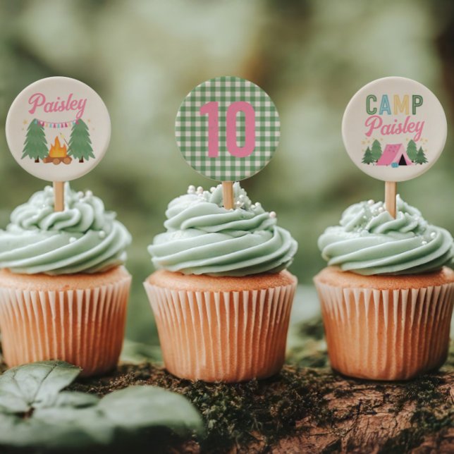 Papier Toppers de cupcake de Camping pour filles (Créateur téléchargé)