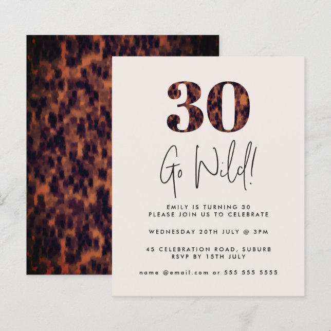 Papier Tortoiseshell 30th Birthday Budget Paper Invitatio (Devant / Derrière)