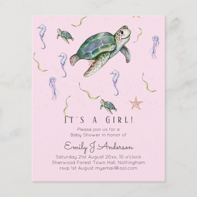 Papier Tortue de mer et amis bébé garçon ou fille douche  (Devant)