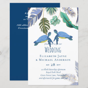 Papier Tortues de mer Mariage bleu jaune