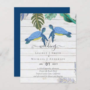 Papier Tortues de mer Mariage bleu jaune