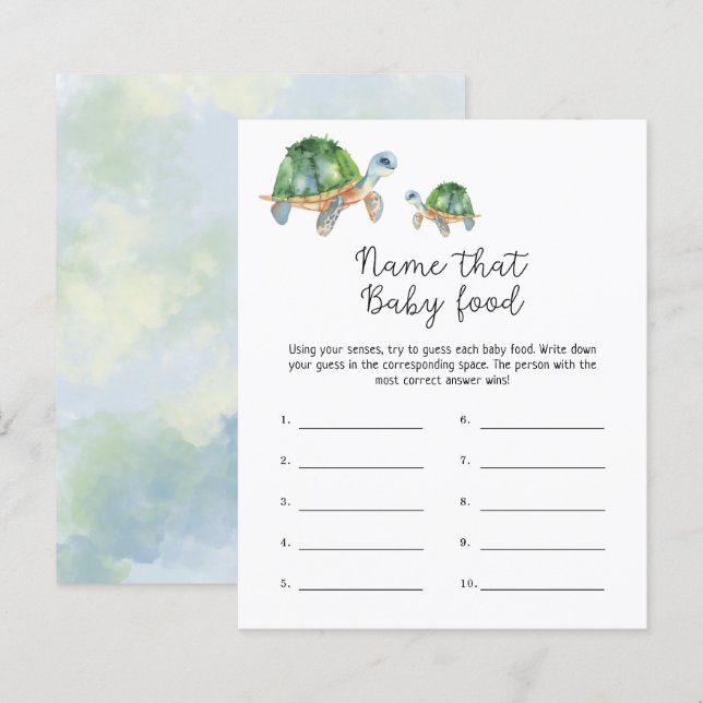 Papier Tortues Nom que bébé Alimentation jeu de douche (Devant / Derrière)