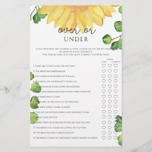 Papier Tournesol au-dessus ou sous la douche nuptiale
