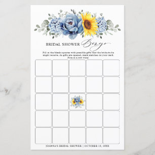 Papier Tournesol Dusty Blue Slate Fête des mariées Bingo