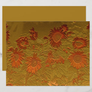 Papier Tournesol Orange Or Floral Art Design Découpage
