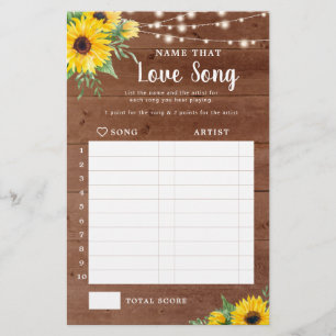 Papier Tournesol Rustique Fête des mariées Love Chanson