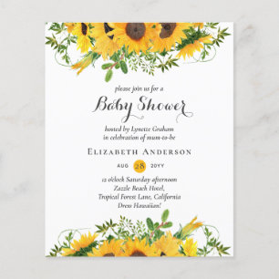Papier Tournesol rustique Thème Baby shower Invitations B