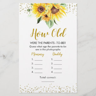 Papier Tournesol Sur Le Chemin Baby shower Comment vieux 