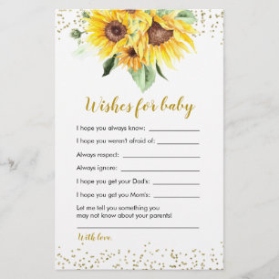 Papier Tournesol sur le chemin Baby shower Voeux pour béb