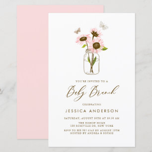 Papier Tournesols roses dans Mason Jar Baby Brunch Invita