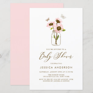 Papier Tournesols roses dans Mason Jar Baby shower Invita