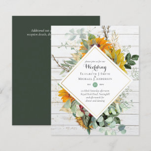 Papier Tournesols Rustiques Eucalyptus Greenery Mariage I