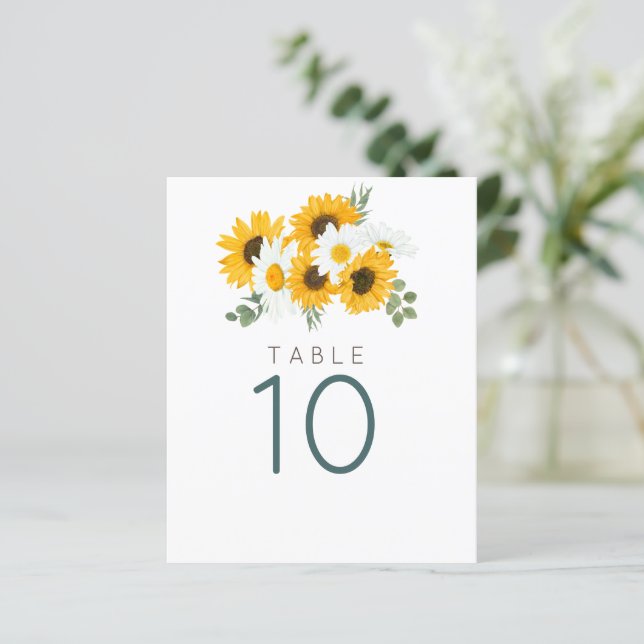 Papier Tournesols rustiques Numéro de table (Debout devant)