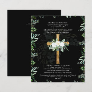 Papier TOUT Anniversaire d'Ordination Invitation Roses bl