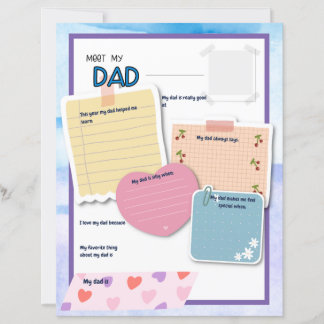 Papier Tout sur mon père, Cadeau pour enfants pour pères,