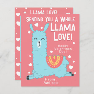 Papier Toute la Llama Love Classroom Valentine's Day Card