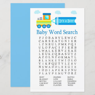 Papier Toy Train Baby shower Word Search Jeu