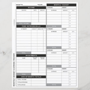 Papier Tracker de budget, de dépenses et d'investissement