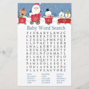 Papier Train de Noël Baby shower Mot de recherche Jeu