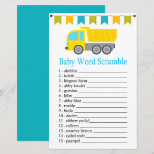 Papier Traverser le camion Baby mot scramble jeu