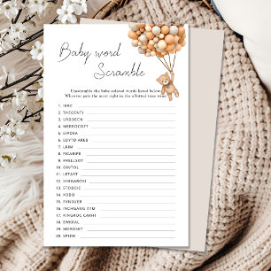 Papier Trddy Bearly Wait Baby shower Word Scramble Jeu