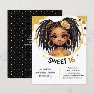 Papier Trendy Sweet 16 Noir Ado Anniversaire Noir Or