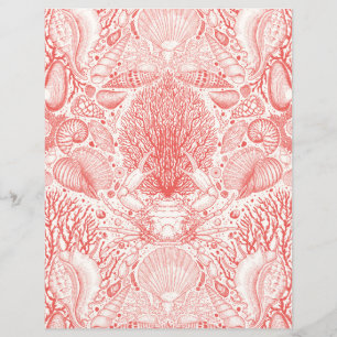 Papier Trésors de plage en rouge corail