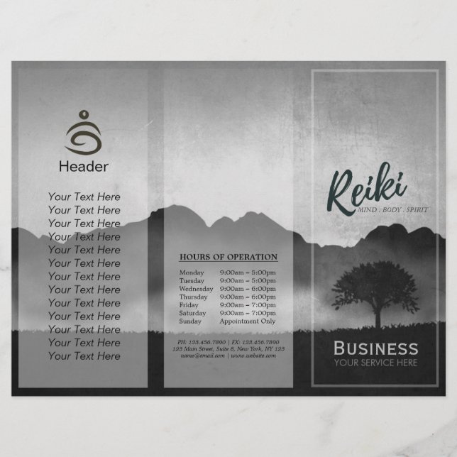 Papier Tri-Fold Reiki Master Yoga instructeur de médiatio (Devant)