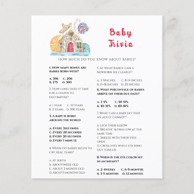 Papier Trivia d'hiver pour bébés | Jeu Baby shower (Devant)