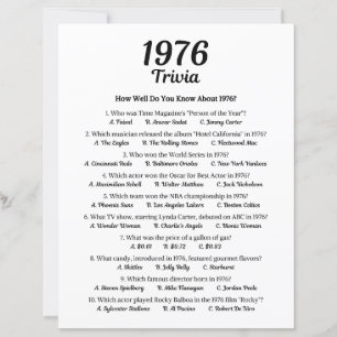 Papier Trivia Game 1976 Jeu de fête du 49e anniversaire