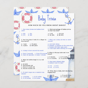 Papier Trivia Nautical Baby   Jeu Baby shower
