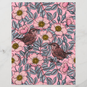 Papier Troglodytes dans les roses