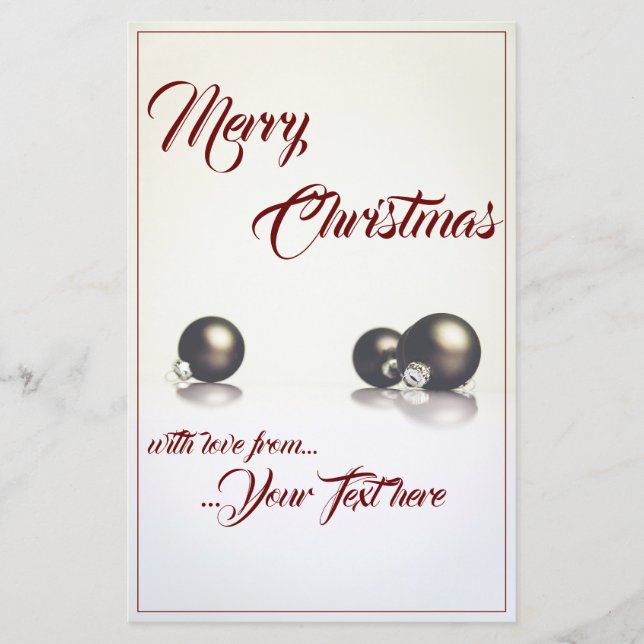 Papier Trois boules de noël devant un arrière - plan lége (Devant)