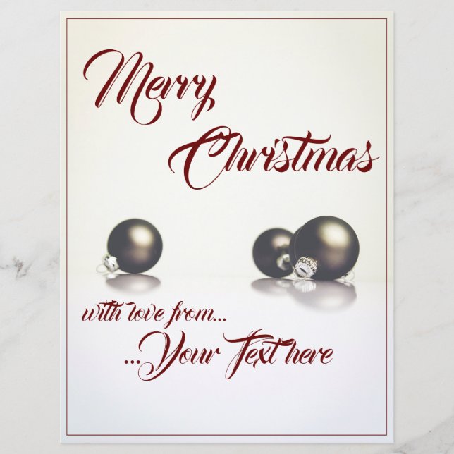 Papier Trois boules de noël devant un arrière - plan lége (Devant)