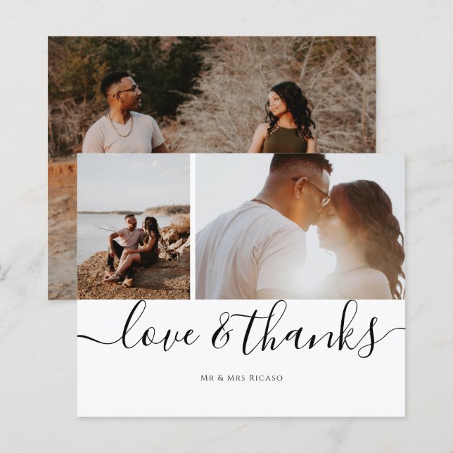 Papier Trois photos personnalisées Amour et Merci (Devant / Derrière)