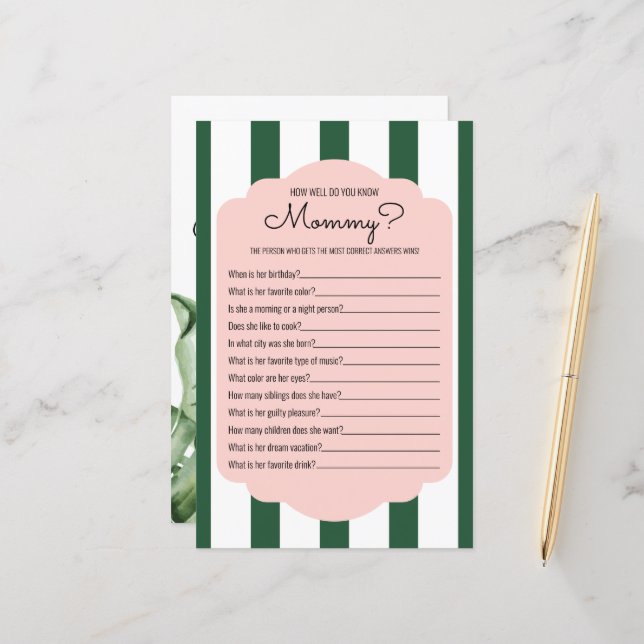 Papier Troop Beverly Hills Thème Baby shower Jeu (Devant/Arrière en situation)