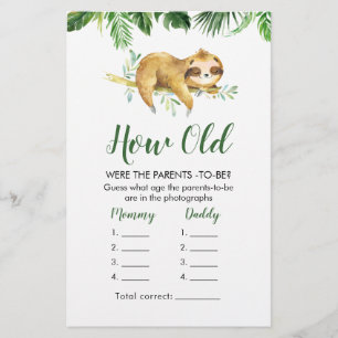 Papier Tropical Boy Sloth Baby shower Comment vieux paren
