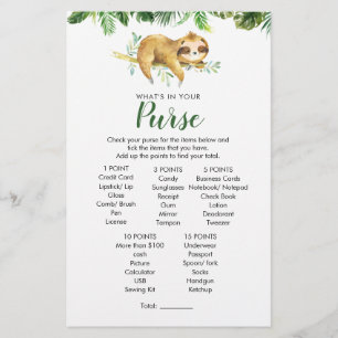 Papier Tropical Boy Sloth Baby shower Jeu de bourse