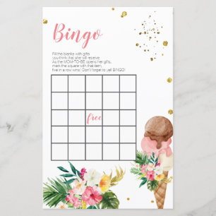 Papier Tropical Glace Fête des mariées Bingo Jeu