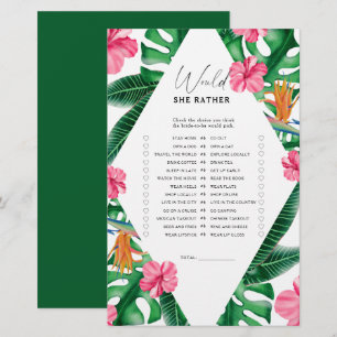 Papier Tropical - Jeu de baby shower pour mariée
