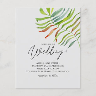 Papier Tropical Leaf Destination Plage Mariage Invitation