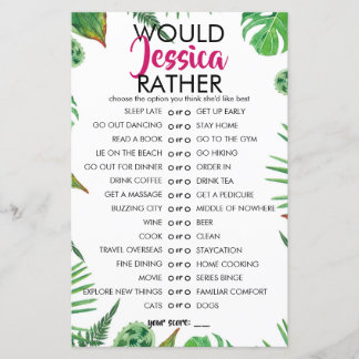 Papier Tropical Leaf Personnalisable Voudrait-Elle Plutôt