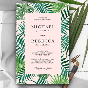 Papier Tropical Palm Budget Blush Pink Faire-part de mari