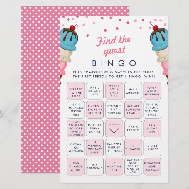 Papier Trouver Le Jeu De Fête des mariées De Bingo Invité (Devant / Derrière)