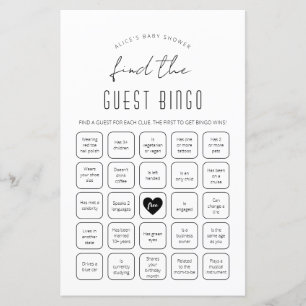 Papier Trouvez le jeu de Baby shower de Bingo invité