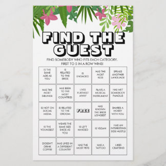 Papier Trouvez le jeu de bingo invité