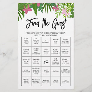 Papier Trouvez le jeu de bingo invité