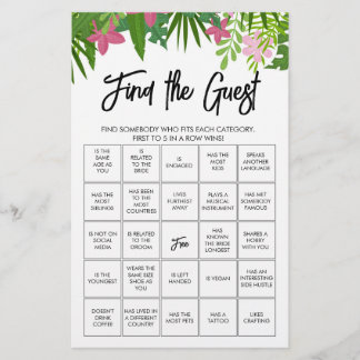 Papier Trouvez le jeu de bingo invité