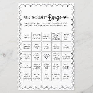Papier Trouvez minimaliste trouver l'invité bingo nuptial